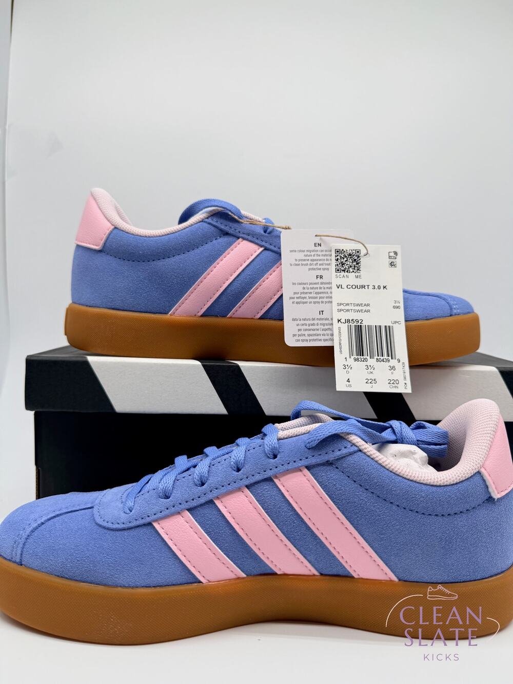 Adidas · VL Court 3.0 · Blue/Pink · Kids 4 NIB/NWT